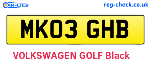 MK03GHB are the vehicle registration plates.