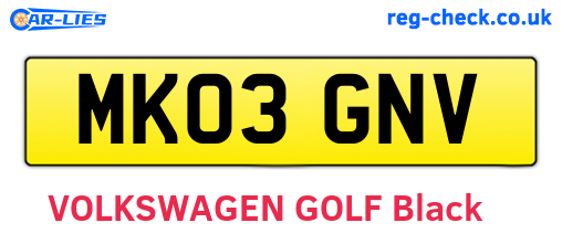 MK03GNV are the vehicle registration plates.