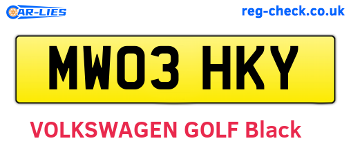 MW03HKY are the vehicle registration plates.