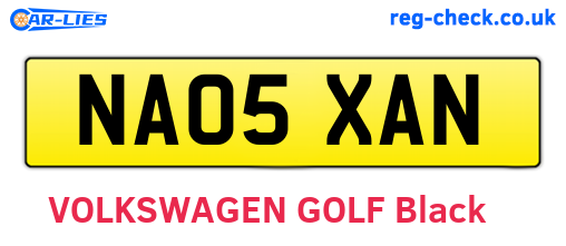 NA05XAN are the vehicle registration plates.