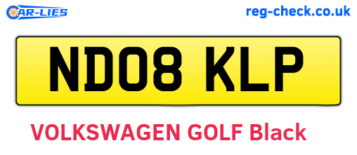 ND08KLP are the vehicle registration plates.