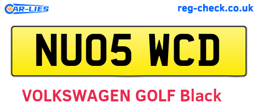NU05WCD are the vehicle registration plates.