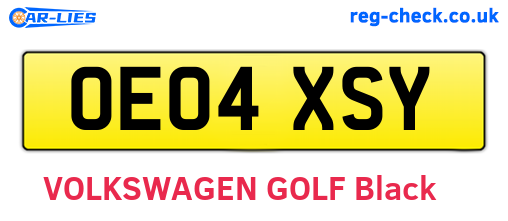 OE04XSY are the vehicle registration plates.