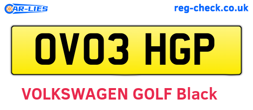 OV03HGP are the vehicle registration plates.