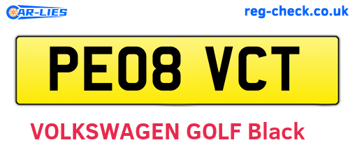 PE08VCT are the vehicle registration plates.