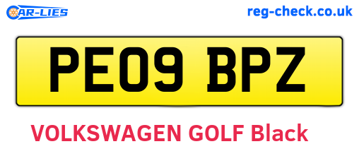 PE09BPZ are the vehicle registration plates.