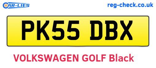 PK55DBX are the vehicle registration plates.