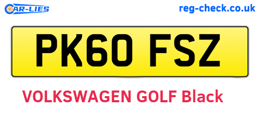 PK60FSZ are the vehicle registration plates.