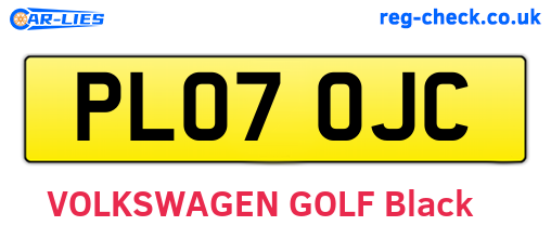 PL07OJC are the vehicle registration plates.