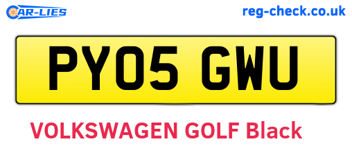 PY05GWU are the vehicle registration plates.