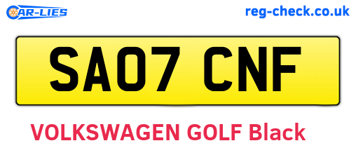 SA07CNF are the vehicle registration plates.