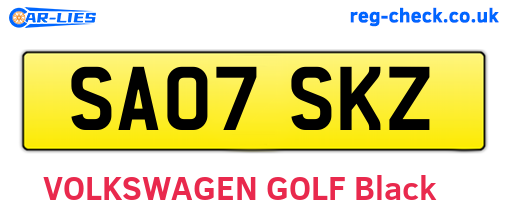 SA07SKZ are the vehicle registration plates.