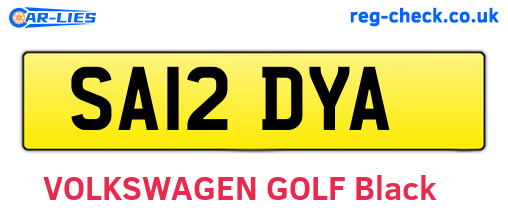 SA12DYA are the vehicle registration plates.