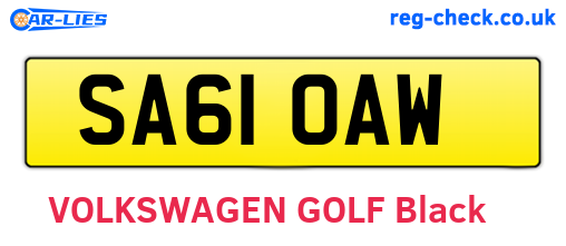 SA61OAW are the vehicle registration plates.