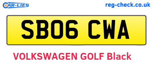 SB06CWA are the vehicle registration plates.