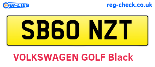 SB60NZT are the vehicle registration plates.