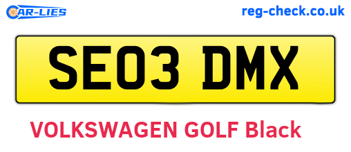 SE03DMX are the vehicle registration plates.