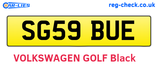 SG59BUE are the vehicle registration plates.