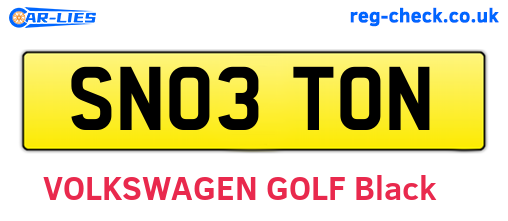 SN03TON are the vehicle registration plates.
