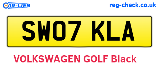 SW07KLA are the vehicle registration plates.