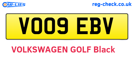 VO09EBV are the vehicle registration plates.