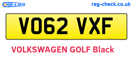 VO62VXF are the vehicle registration plates.
