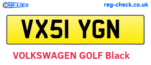 VX51YGN are the vehicle registration plates.