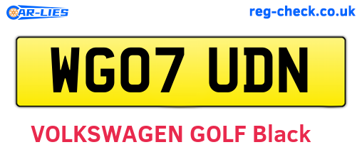 WG07UDN are the vehicle registration plates.