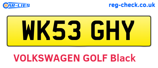 WK53GHY are the vehicle registration plates.