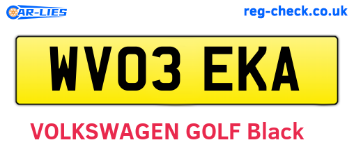 WV03EKA are the vehicle registration plates.