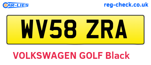 WV58ZRA are the vehicle registration plates.