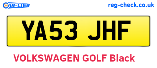 YA53JHF are the vehicle registration plates.