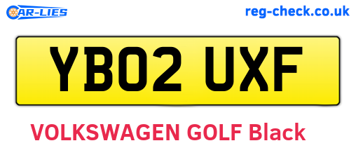 YB02UXF are the vehicle registration plates.