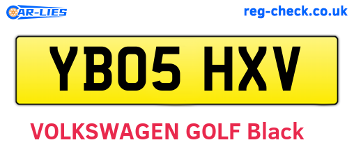 YB05HXV are the vehicle registration plates.