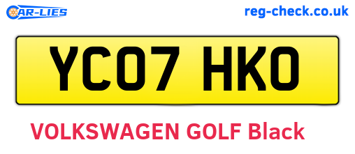 YC07HKO are the vehicle registration plates.