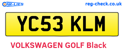 YC53KLM are the vehicle registration plates.