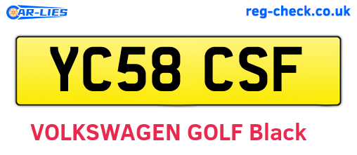 YC58CSF are the vehicle registration plates.