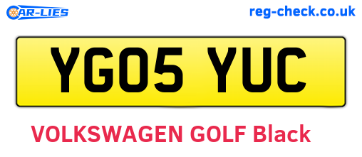 YG05YUC are the vehicle registration plates.