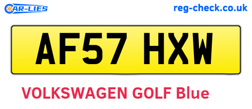 AF57HXW are the vehicle registration plates.
