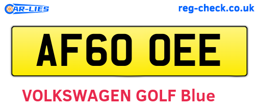 AF60OEE are the vehicle registration plates.