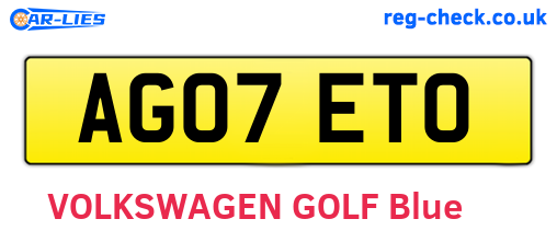 AG07ETO are the vehicle registration plates.
