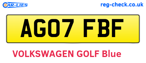 AG07FBF are the vehicle registration plates.