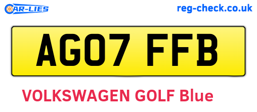 AG07FFB are the vehicle registration plates.