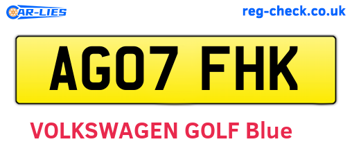 AG07FHK are the vehicle registration plates.