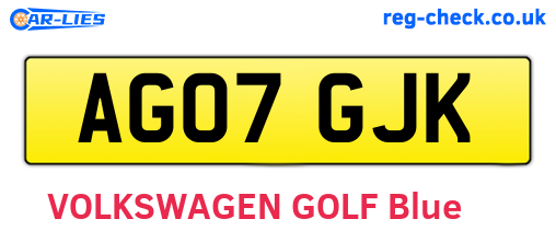AG07GJK are the vehicle registration plates.