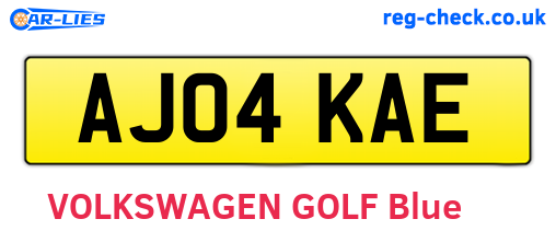 AJ04KAE are the vehicle registration plates.