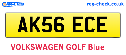 AK56ECE are the vehicle registration plates.