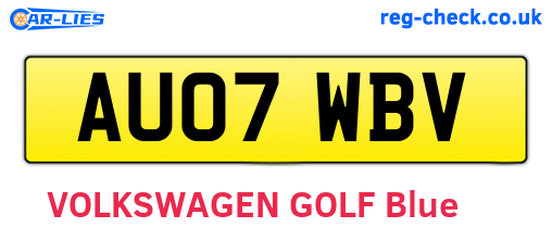 AU07WBV are the vehicle registration plates.
