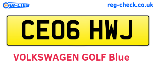 CE06HWJ are the vehicle registration plates.