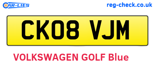 CK08VJM are the vehicle registration plates.